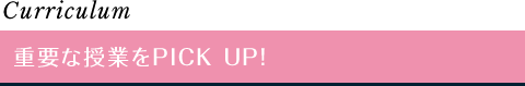 Curriculum 重要な授業をPICK UP!